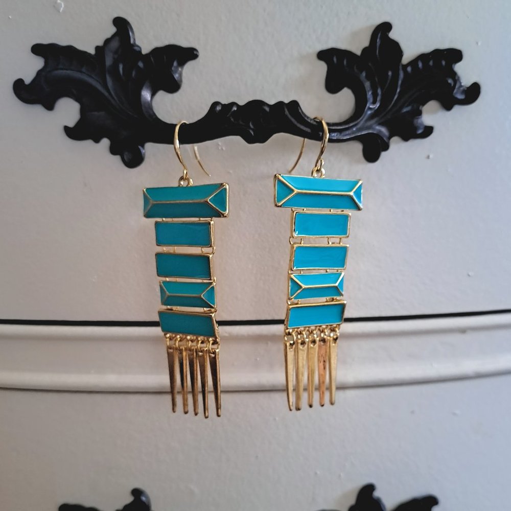 Never worn turqouise and gold earings
